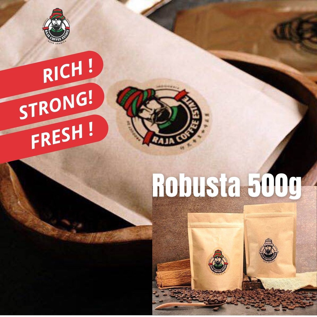 

KOPI ROBUSTA 500G BIJI BUBUK ACEH GAYO ESPRESSO JAMIN FRESH ROAST RAJA COFFEE ESTATE