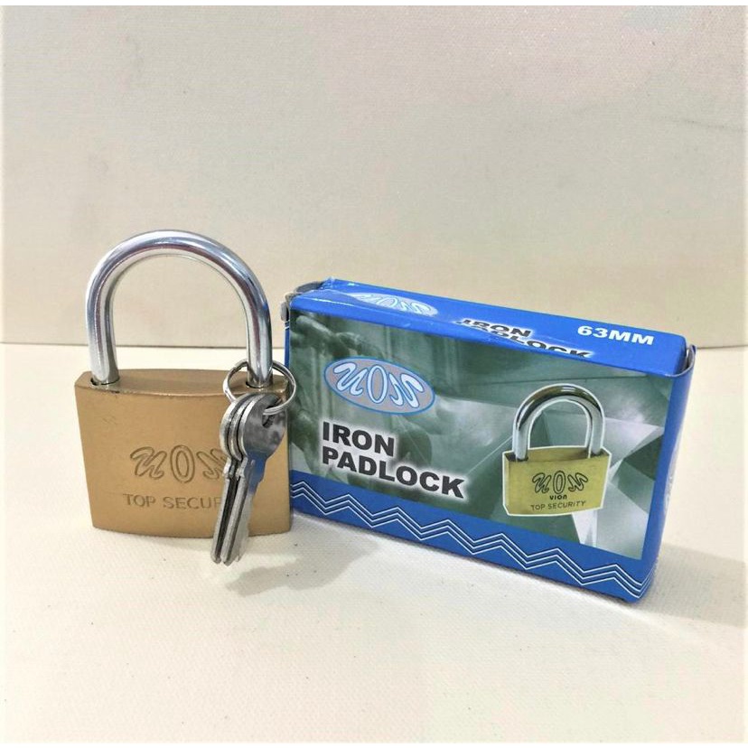 Gembok Besi Cat KUNING VION 63 mm - Gembok Rumah Pagar Toko 63mm - Kuningan Iron Padlock 63 mm