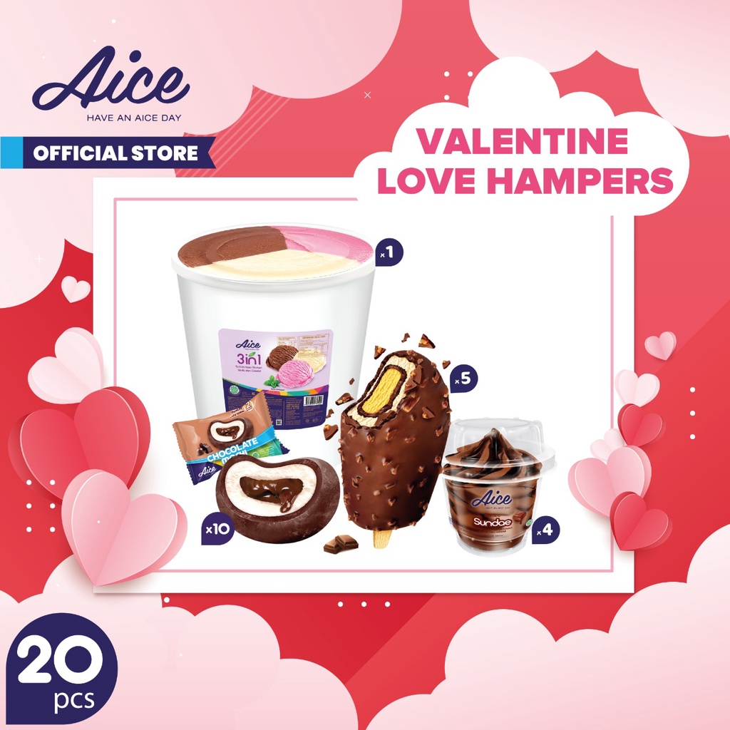 

Paket Aice Ice Cream Hampers Special Valentine Love Es Krim Total 20 pcs