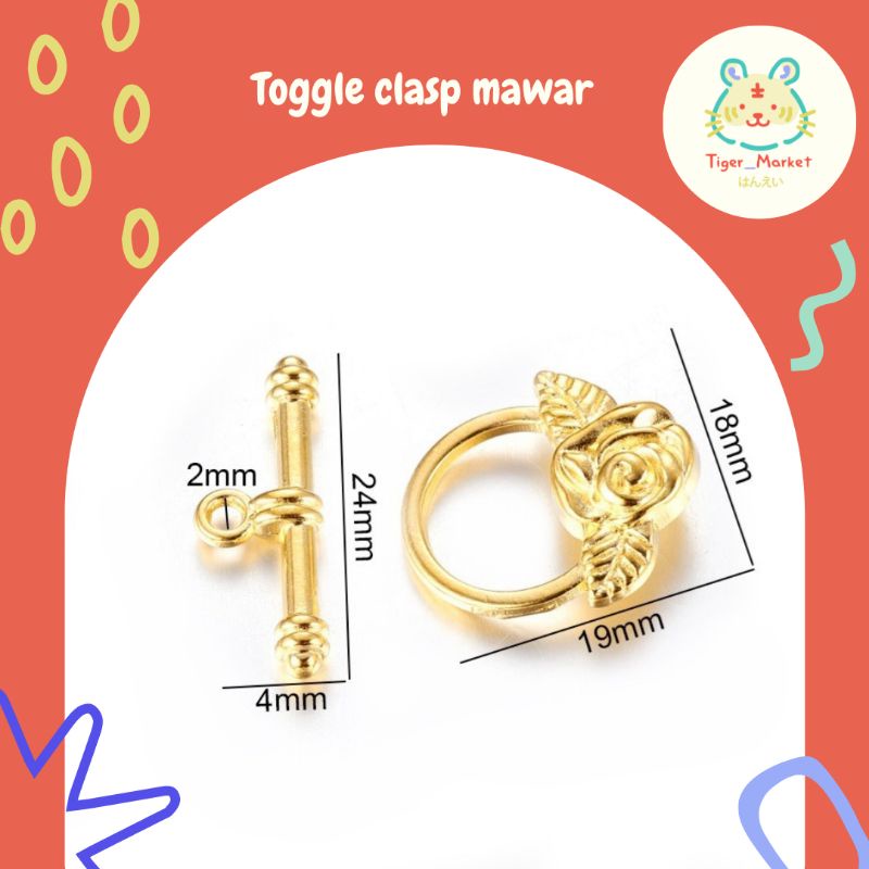 lobster clasp emas, pengait kalung mawar