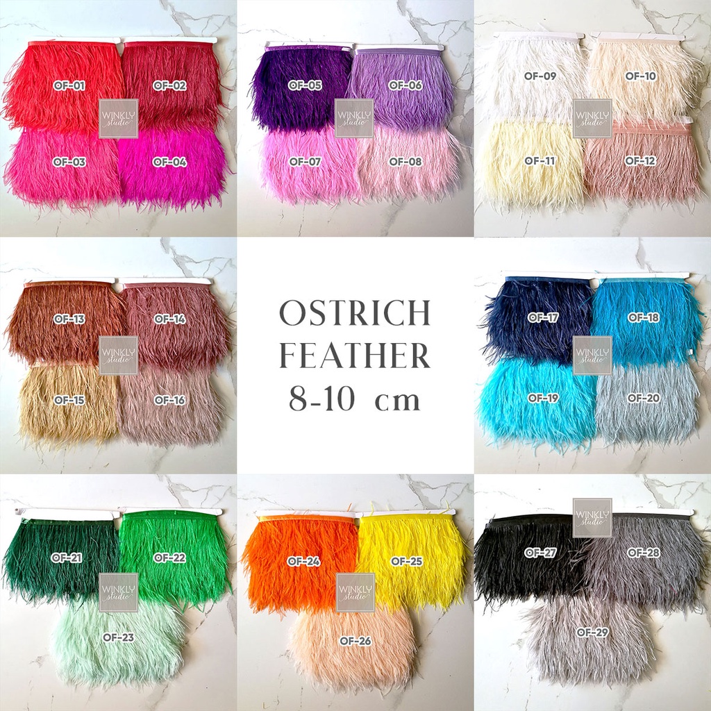 Bulu Ostrich Pendek 8cm - 10cm Ostrich Feather 10 cm Renda Ostrich