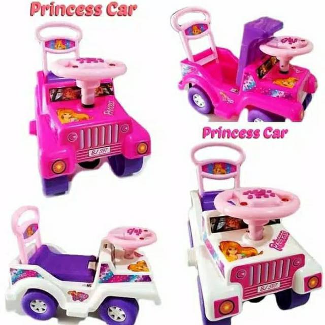 Mainan Anak Perempuan Mobil Dorong Jeep Barbie - Mobil Duduk -  mobil Dorong Princess Music - BJ567