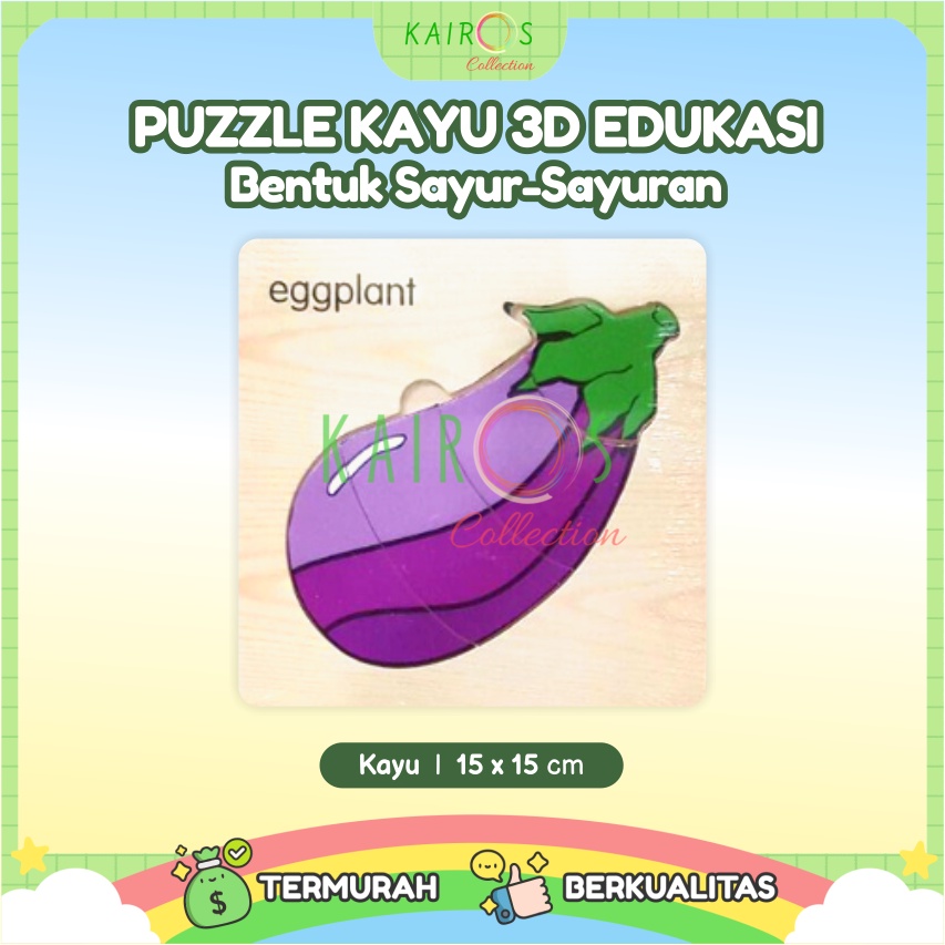 Puzzle Kayu Edukasi Anak Sayuran Puzzle 3D Kayu Balita