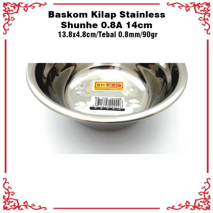 [Set 5pcs] Baskom/Mixing Bowl Tebal 0.8mm Shunhe 14cm