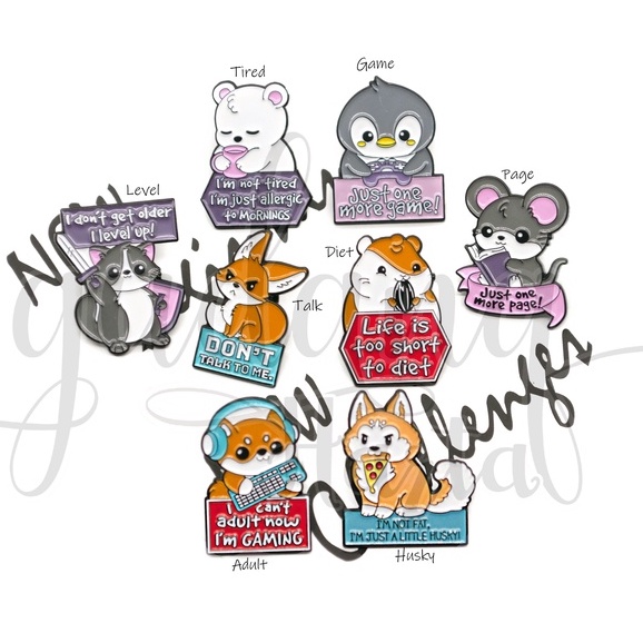 Pin Gamer Animal Series Broch Hewan Fox Dan Pinguin Bros GH 208785