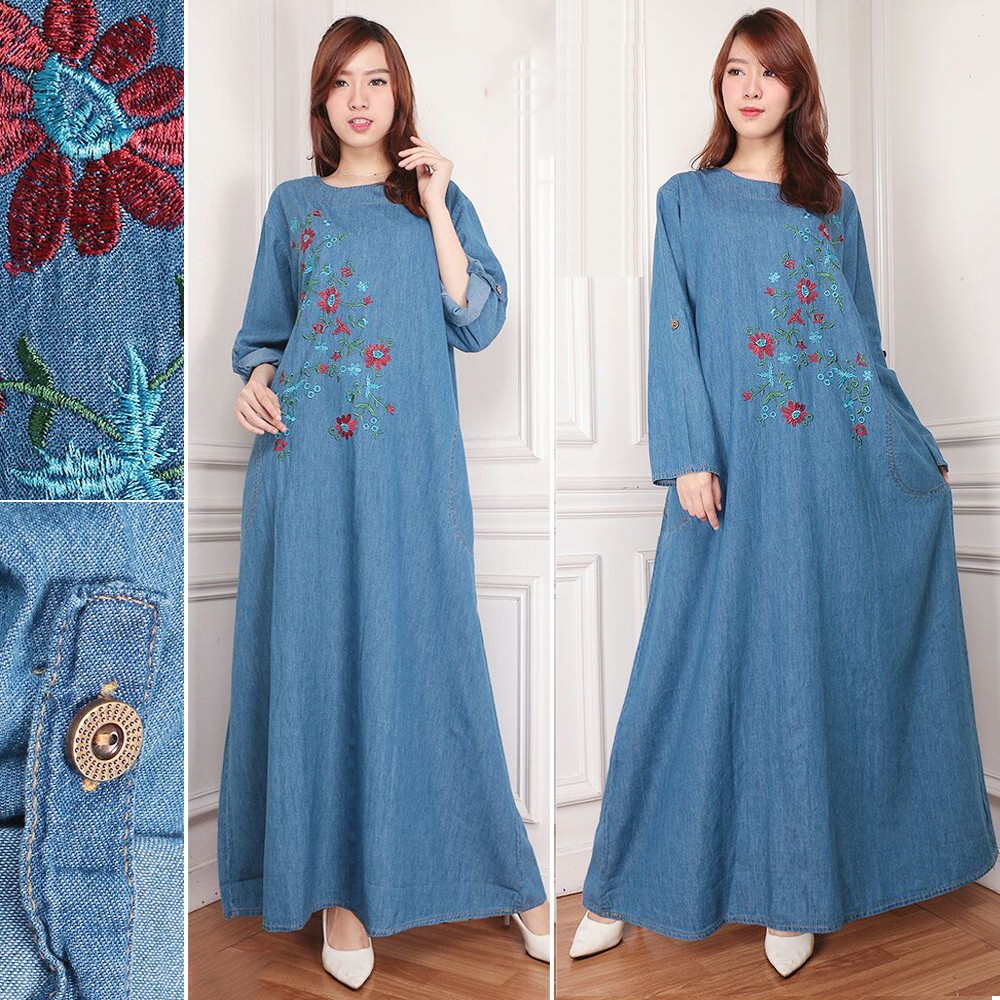 SB Collection Gamis Maxi Kalya Longdress Jumbo Jeans Wanita