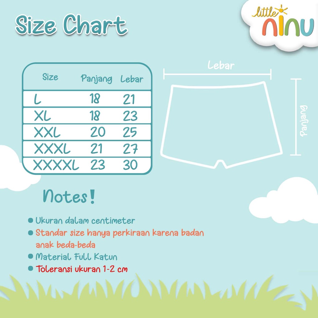 LITTLE NINU CD Celana Dalam Boxer Anak Katun Premium 0002