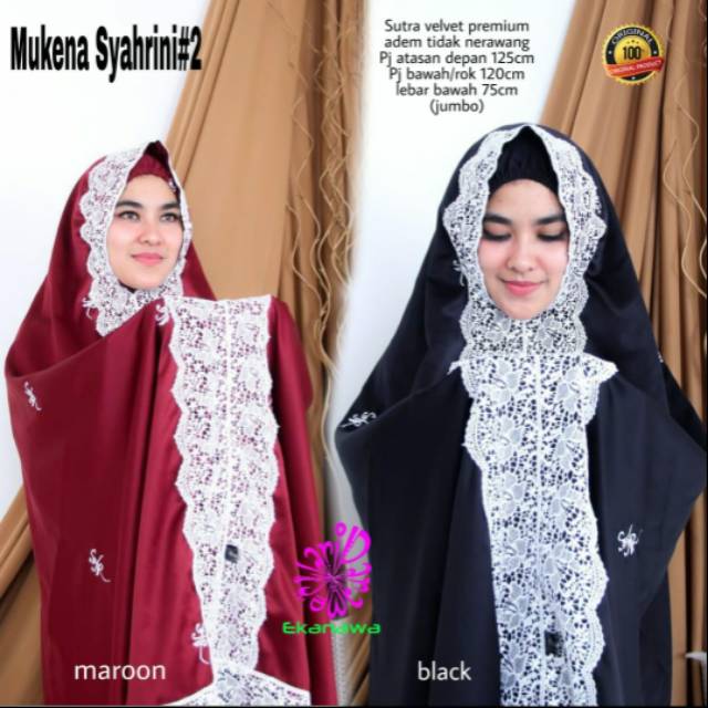 Mukena syahrini jumbo bahan sutra velvet premium
