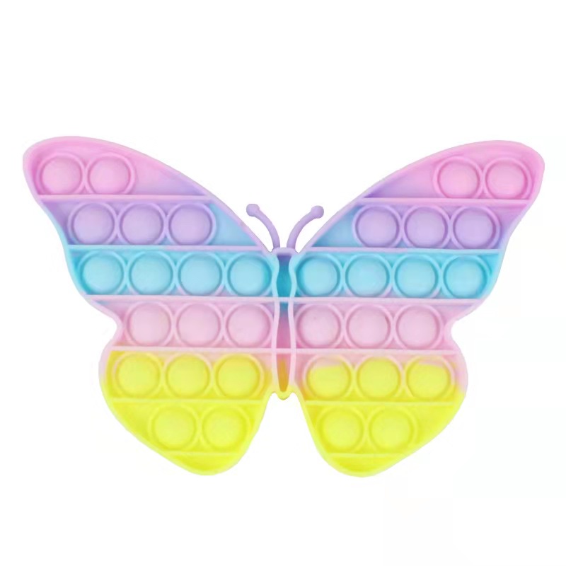 Fidget Toys Push POP IT / POPIT Mainan Anak Penghilang Stress Relieve Pop it Rainbow-Butterfly Pastel
