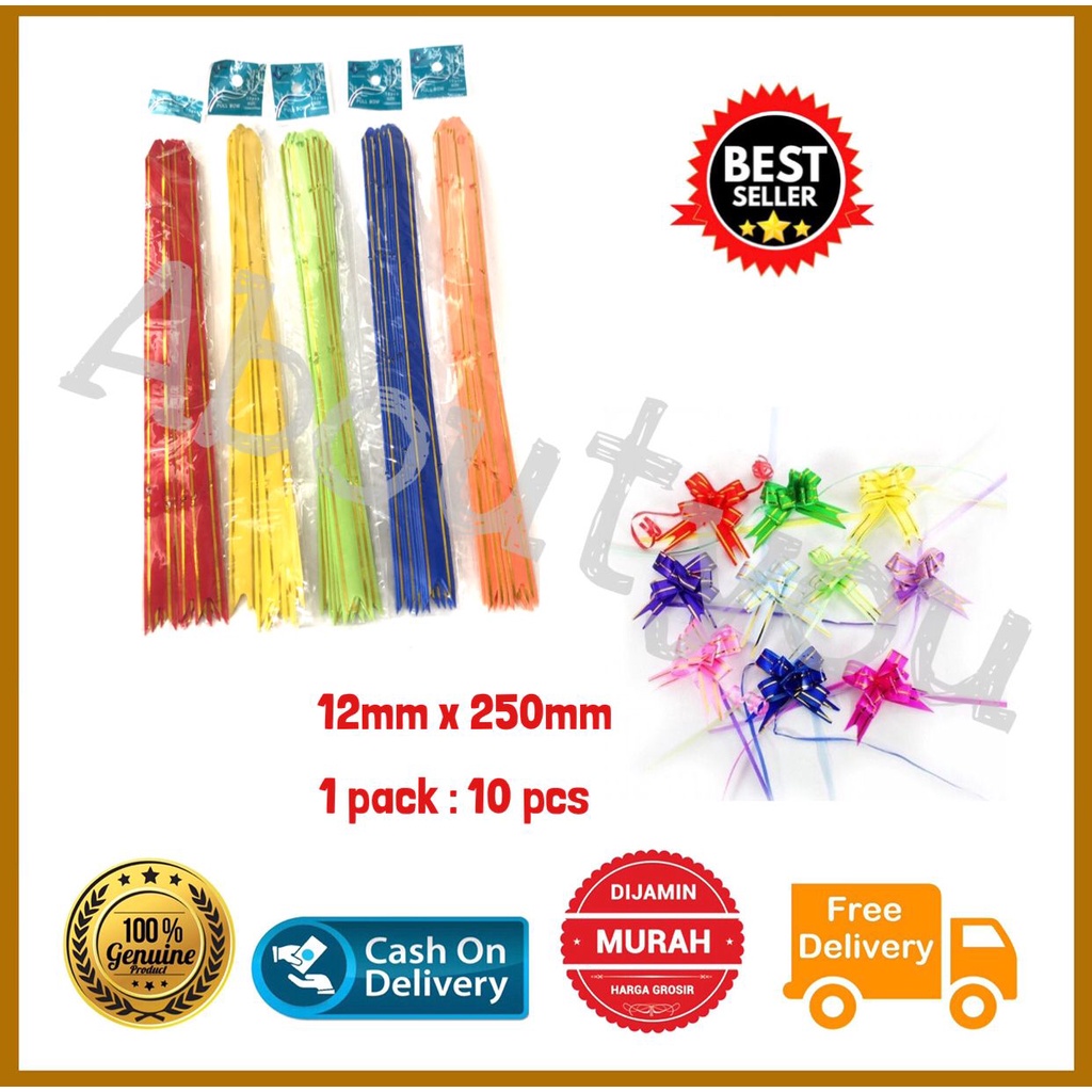 

Isi 10 PITA TARIK Serut Pull Ribbon Pita Bunga Kado Pita Goodie bag Balon