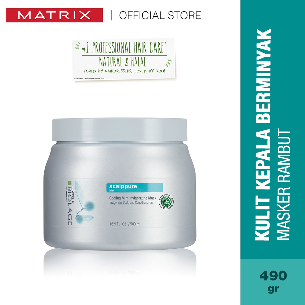 MATRIX Biolage Scalppure Cooling Mint Hair Mask - Masker Perawatan Pelembut Rambut Kulit Kepala Berminyak 500 ml