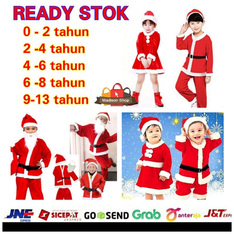 Baju Kostum Santa Natal Anak Bayi Balita Cosplay Baju Natal Murah