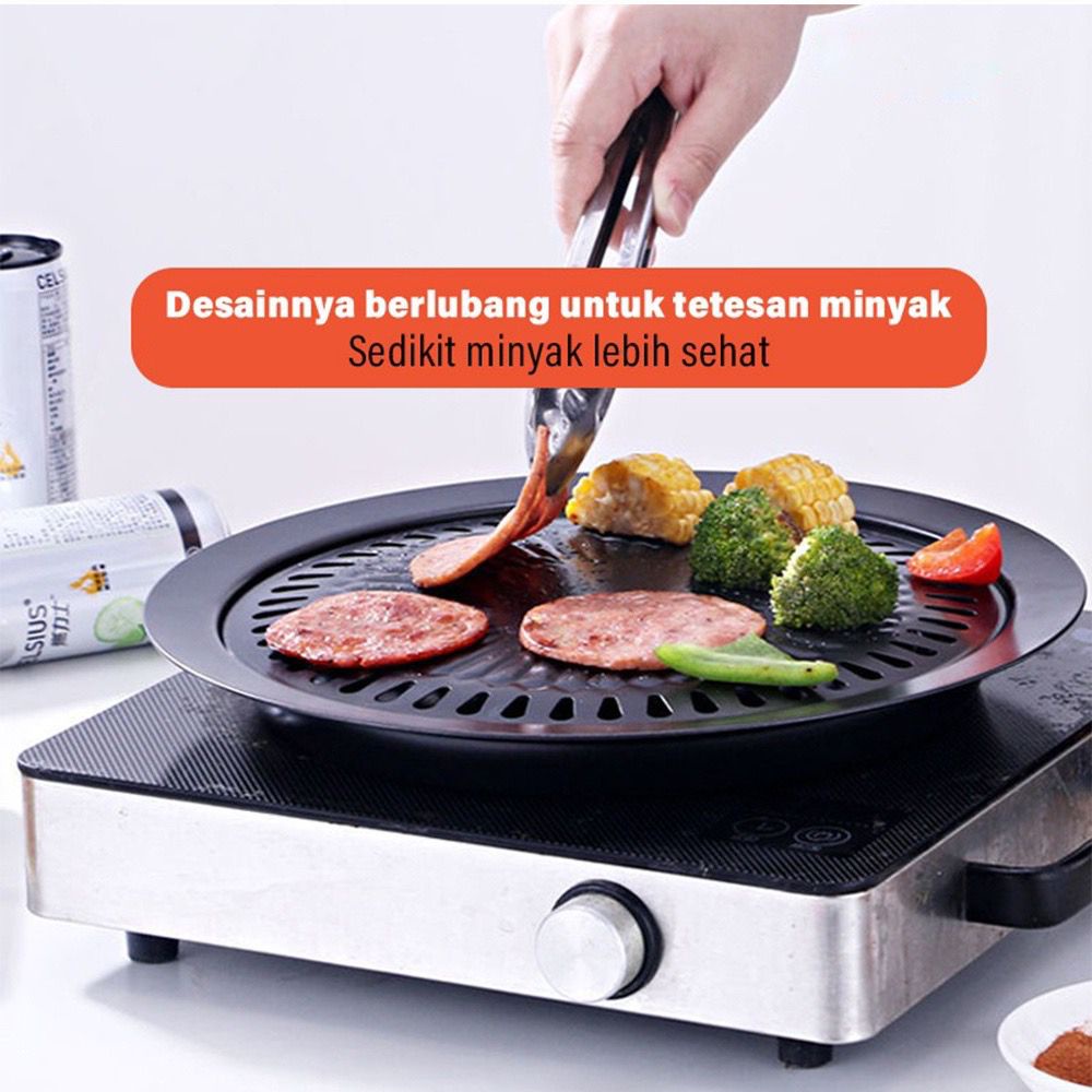 Alat Pemanggang 32cm / Grill Pan Barbeque Bulat / Panggangan Daging BBQ Bulat 300gram