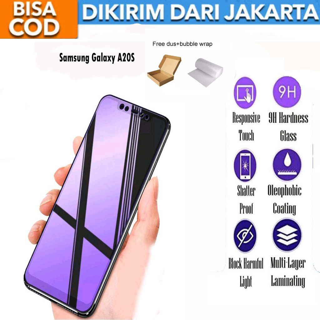 Tempered Glass Samsung Galaxy A20S Matte Blue Light Anti Gores Full Screen Full Cover Protector