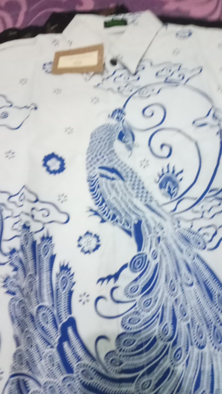 Merak Putih Pendek Kemeja Batik Pria Full Furing Bahan Katun Halus Sragenan