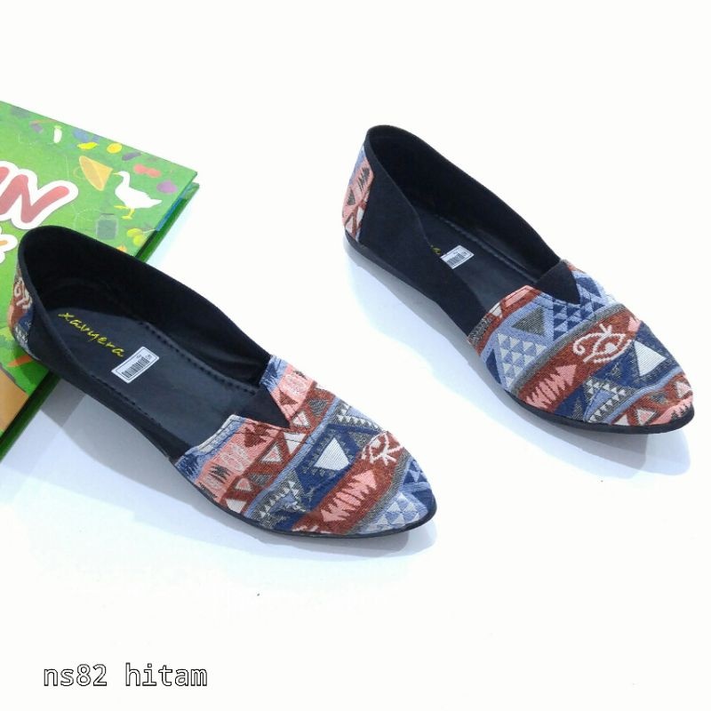 Borneo Sepatu Flat Flatshoes Ballerina Balet Bahan Kanvas  kode ns82