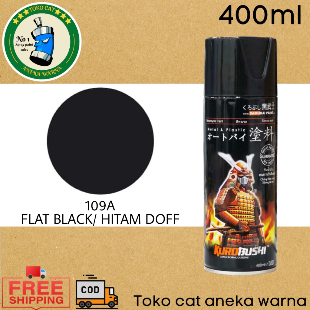 SAMURAI PAINT 109A FLAT BLACK HITAM DOFF 400ml CAT SEMPROT SPRAY P[AINT PILOK PILOX