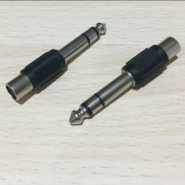 SAMBUNGAN I SOCKET SOKET RCA TO JACK AKAI 6.5 MM STEREO PVC PLASTIK