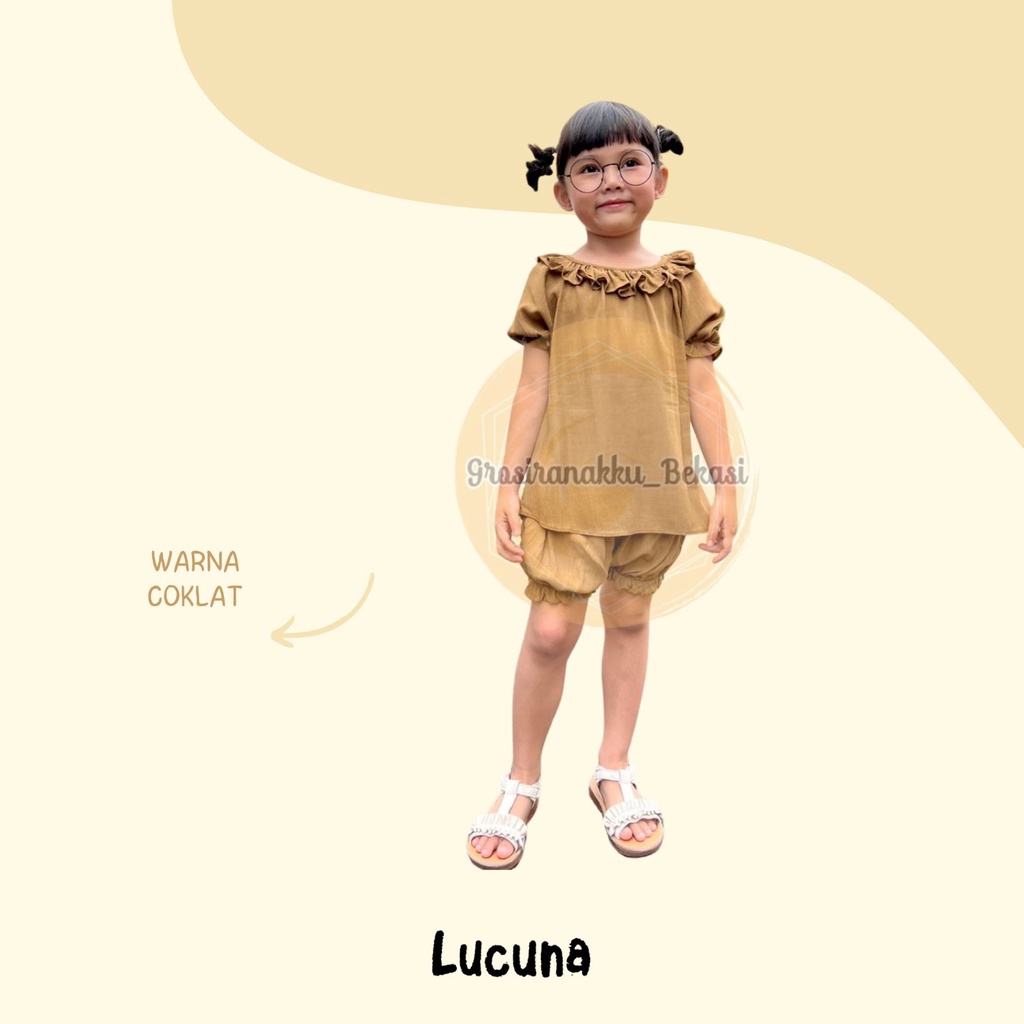 Setelan Anak Rayon Dahlia Lucuna  Warna Coklat Size 1-5 Tahun