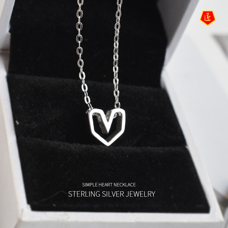 [Ready Stock]Women's Hollow Heart Necklace Korean Chic Simple Sweet Style