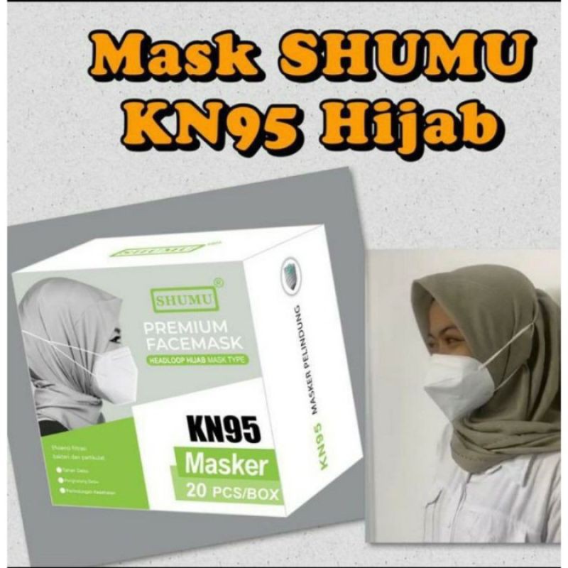 MASKER KN95 SHUMU HEADLOOP ISI 20PCS/MASKER KN95 HIJAB SHUMU ORIGINAL