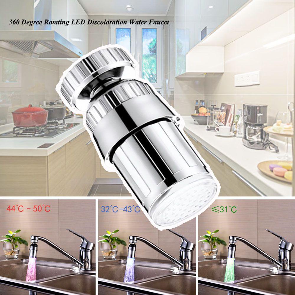 Terpopuler360° Keran LED Glow Rotasi Otomatis Keran Air Shower Dapur