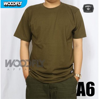  KAOS  POLOS  MERK  WOODFLY WARNA HIJAU ARMY COTTON COMBED 30S 