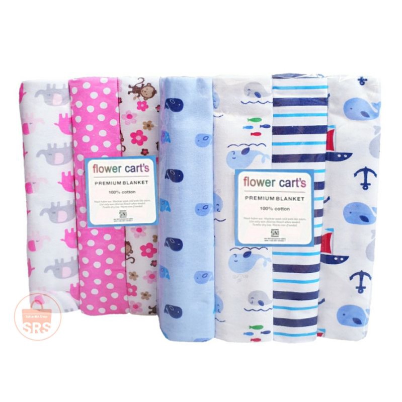 1 Pack isi 4 Bedong Bayi Jumbo Flower Cart's Premium 102 x76 Cm Bedong Planel Lembut Bedong Selimut Flanel Bayi