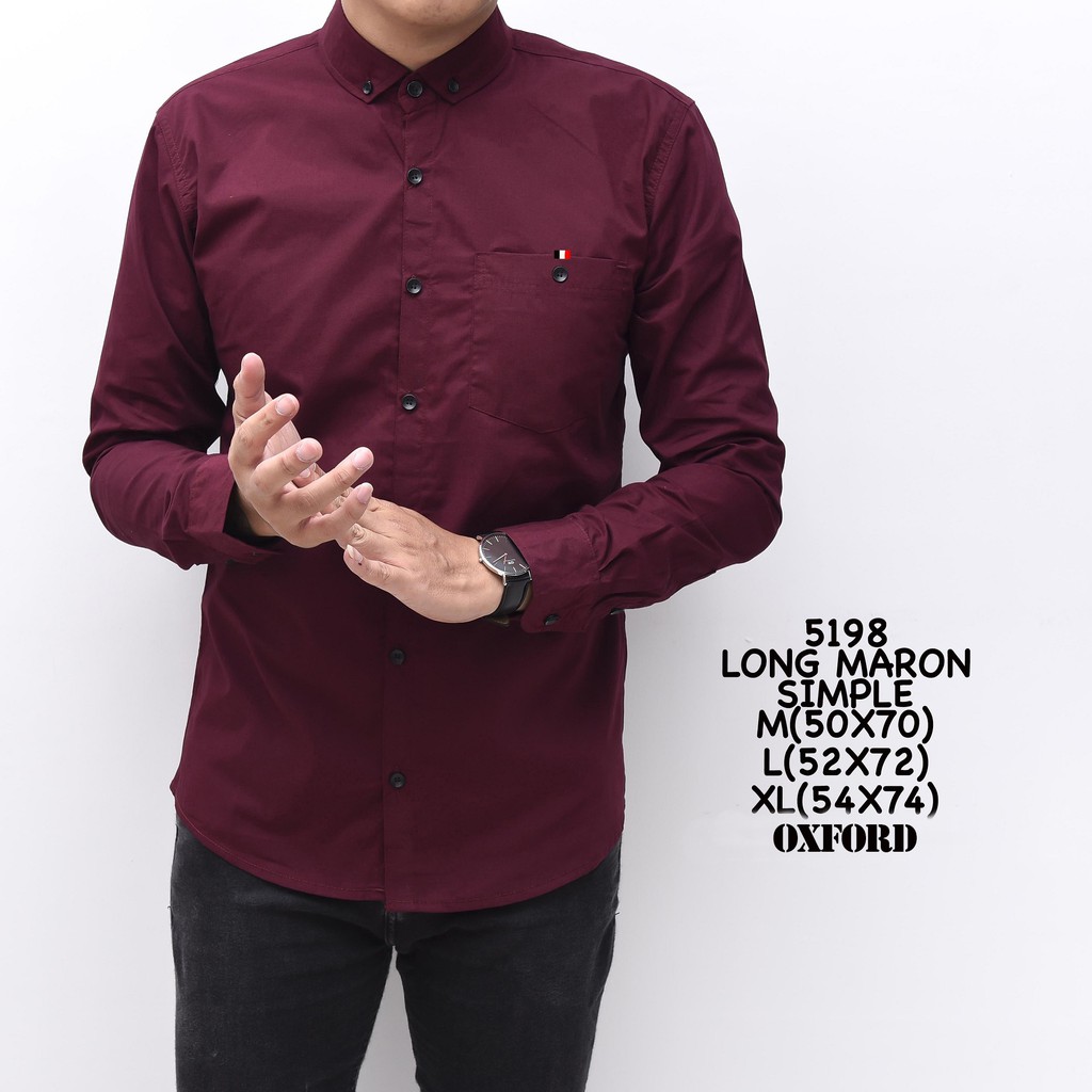 5198 Kemeja Pria Lengan Panjang Merah Maroon Simple Murah 5198 Kemeja Pria Lengan Panjang Merah Maroon Simple Murah