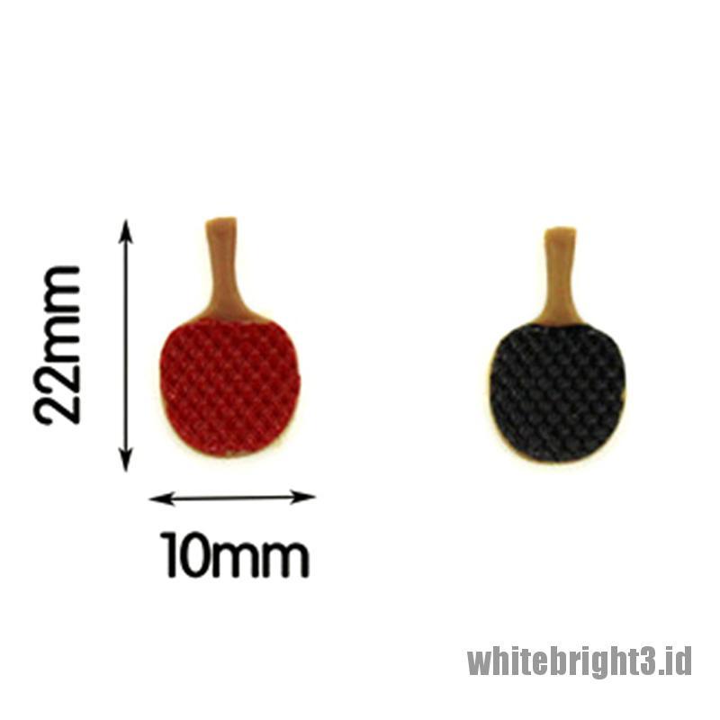 (white3) Miniatur ping pong paddle diy Skala 1: 12 Untuk Dekorasi Rumah Boneka