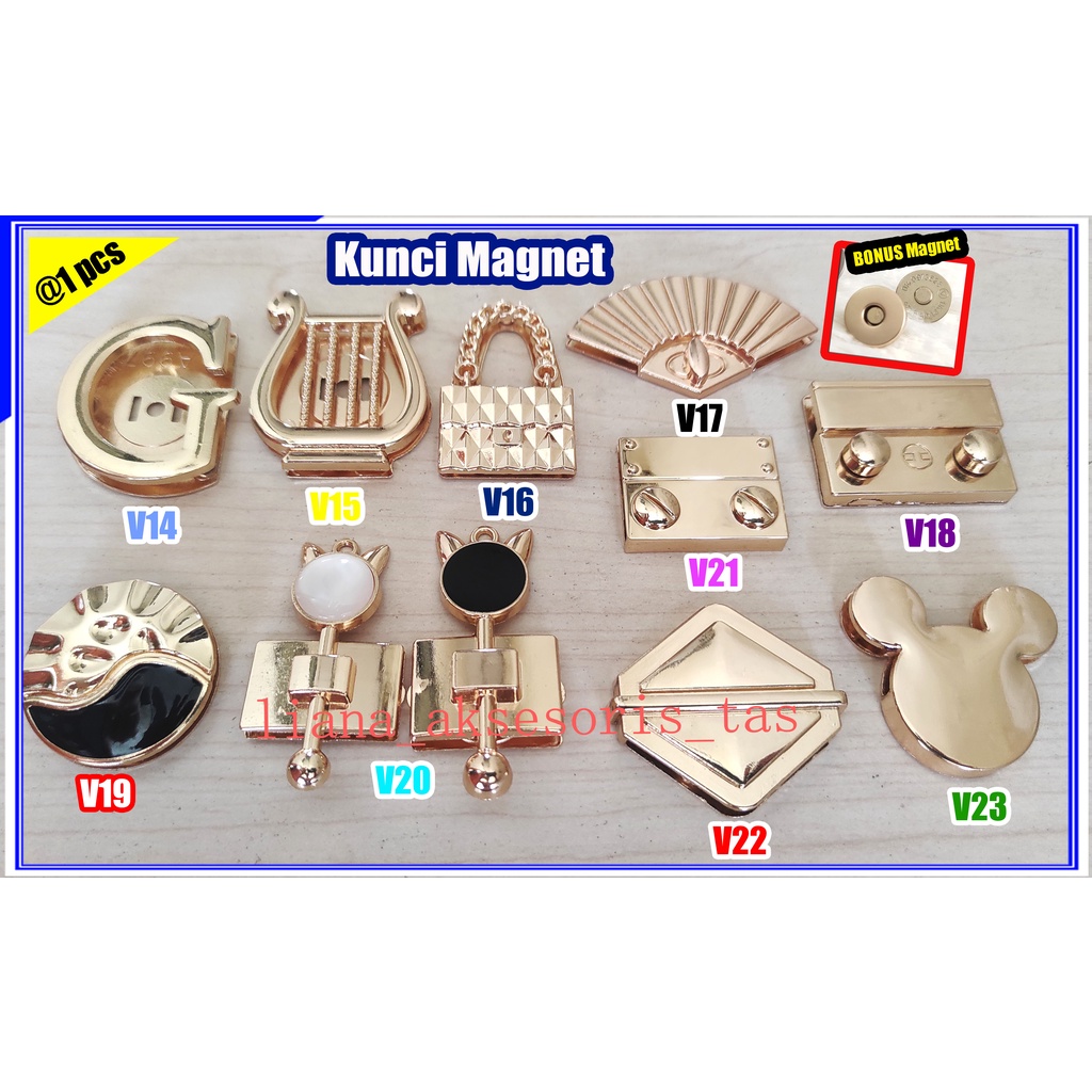 -AKSESORIS TAS WANITA KANCING MAGNET TAS - KUNCI TAS MAGNET - KUNCI MAGNET TAS IMPOR (@1 PCS) VARIAS