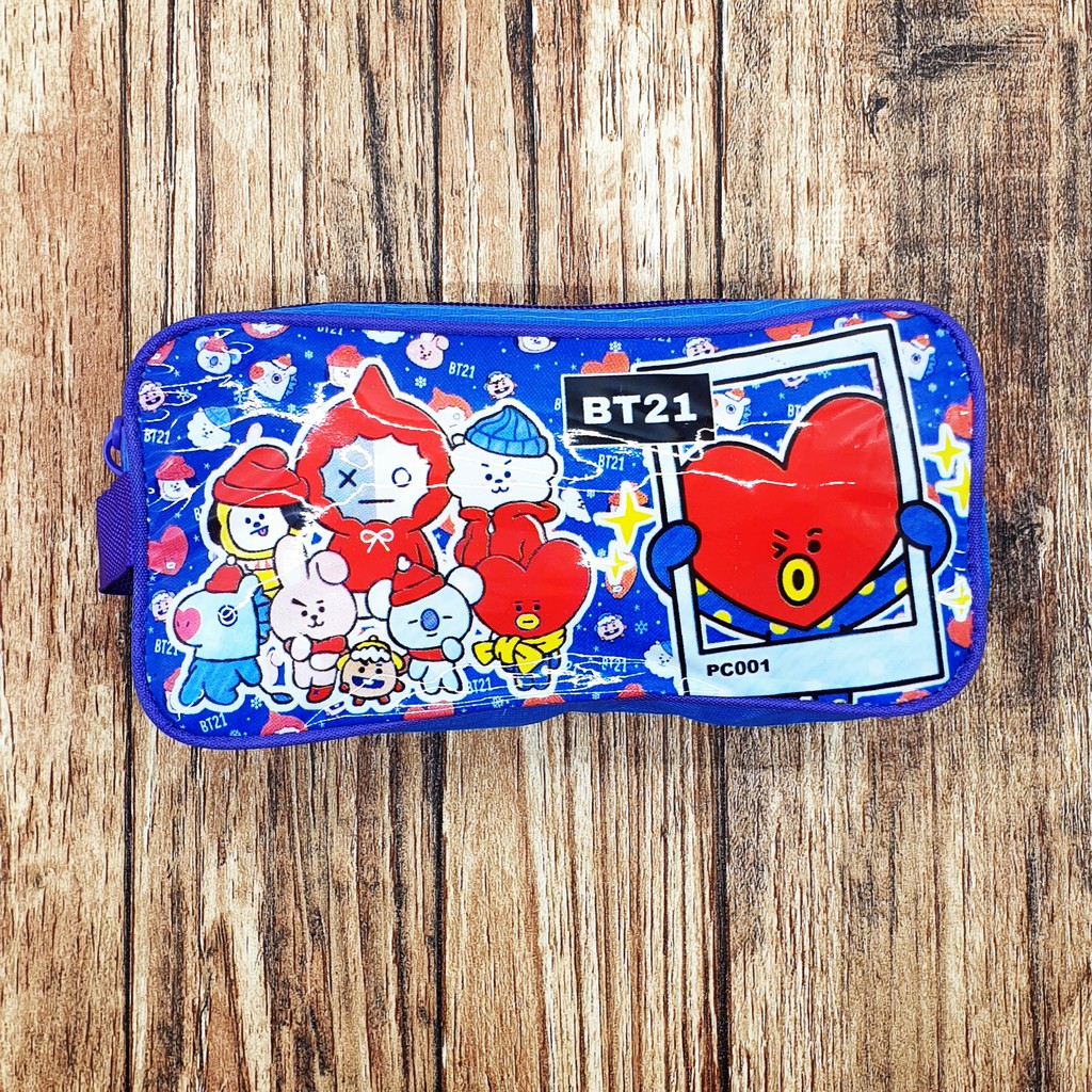 KOTAK PENSIL BT21 KPOP / TEMPAT ALAT TULIS BT21 TERLARIS-K.P - BT21 BIRU - MR