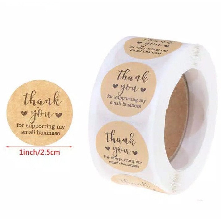 

Sticker Thank You For Supporting My Small Business Stiker Terima Kasih 1 Roll 500 pcs - coklat