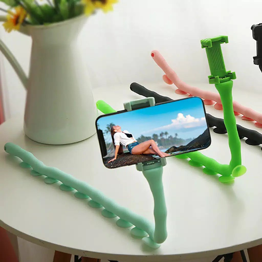 Lazypod Gurita Holder HP Cute Worm Lazy Pod Phone Flexible 360° Tongsis Tripod