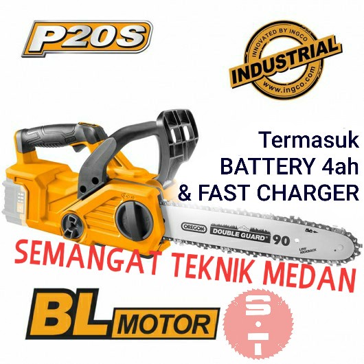 CGSLI20128 CORDLESS MESIN GERGAJI CHAINSAW BATERAI 12" 20V 4AH INGCO