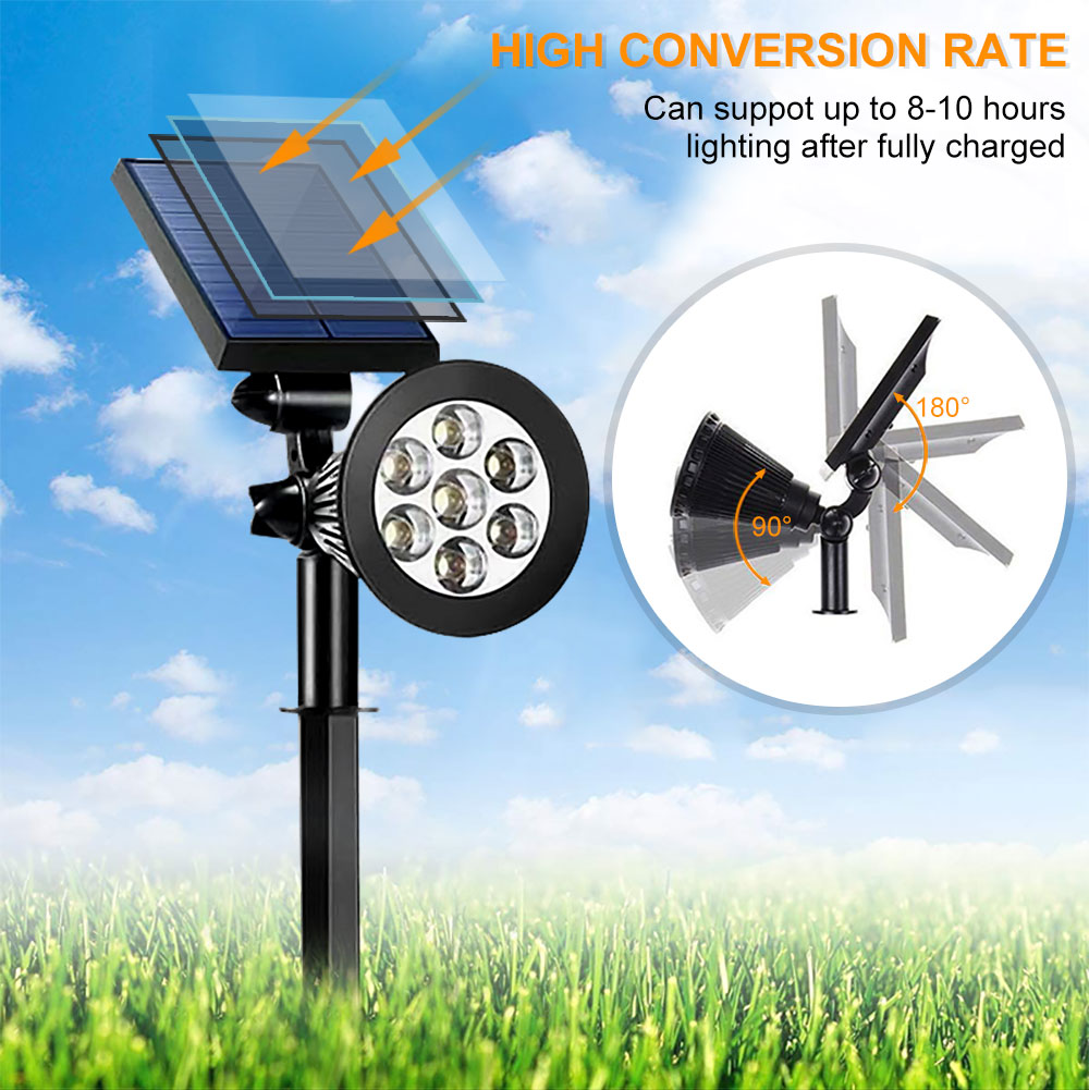 7 Led Solar Lights Outdoor Waterproof Solar Powered Landscape Spotlights Auto on/Off