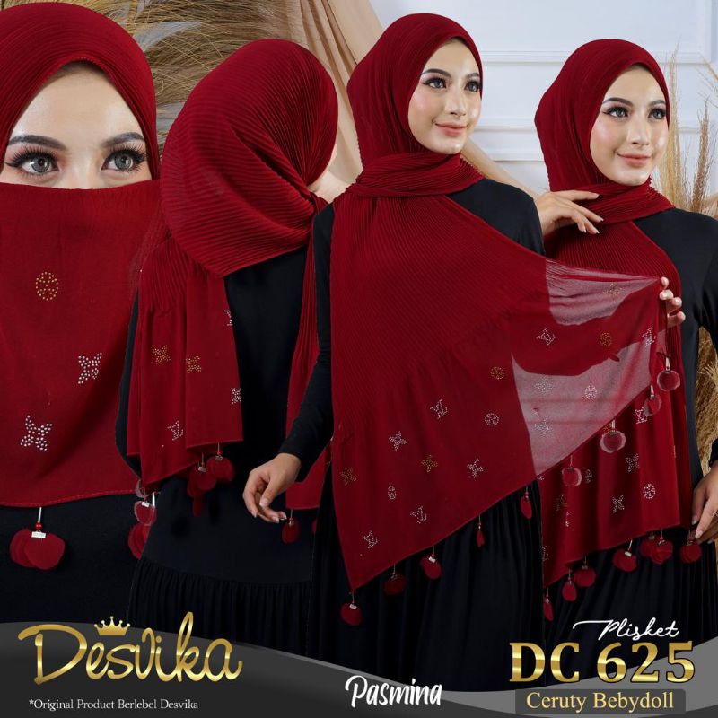 Jilbab Pashmina Plisket Payung Branded DC 625 Ori Desvika