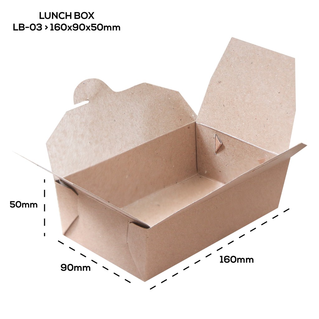 LUNCH BOX PAPER BAHAN KRAFT/ COKLAT MODEL KAIT FULL LAMINASI SIZE M