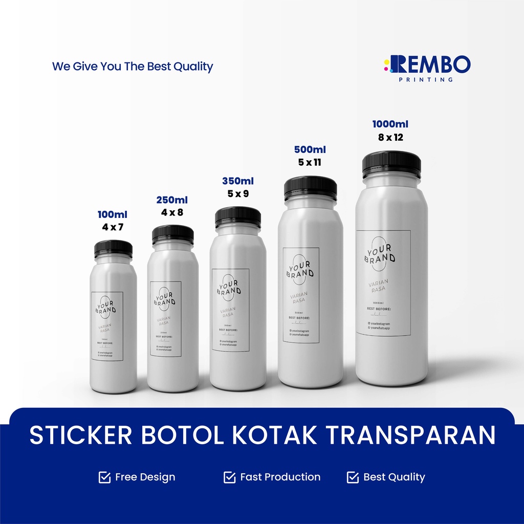 CETAK STICKER LABEL BOTOL KOTAK TRANSPARAN