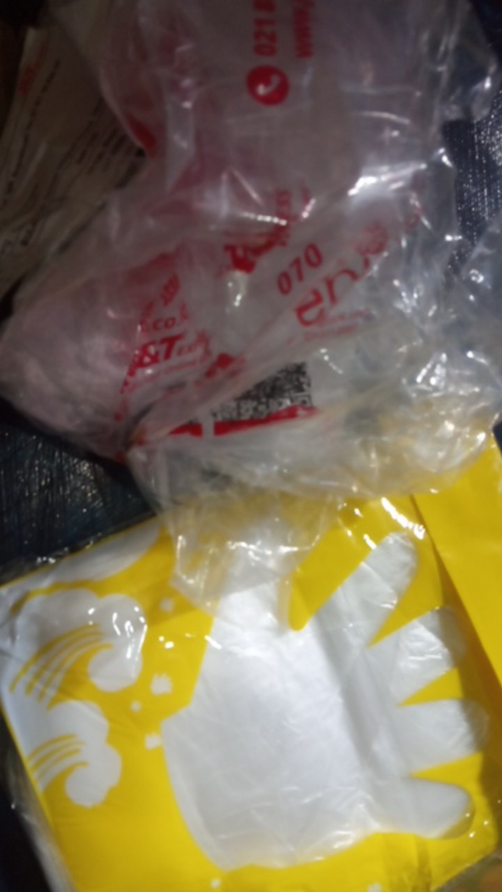 100pcs Sarung Tangan Plastik Bening Transparan