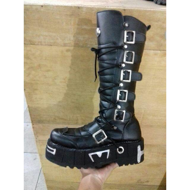 Sepatu Newrock Kulit Viu / Boots Pria new rock homemade Kilap