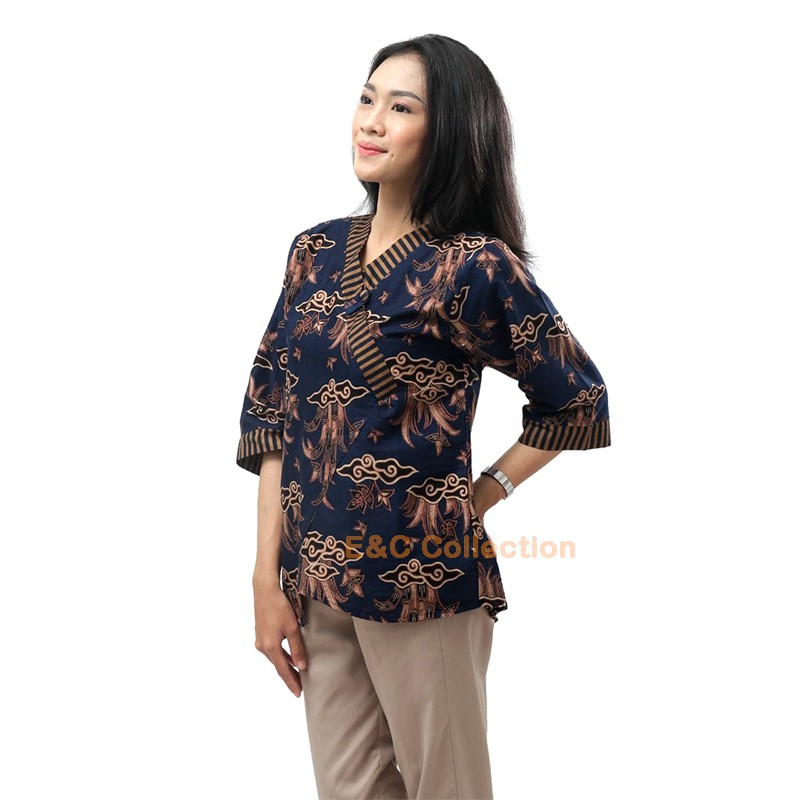 Batik Couple Rumput Mas Navy – Blouse Batik Wanita – Hem / Kemeja Batik Pria - S-M-L-XL-XXL-3L-4L-5L-1