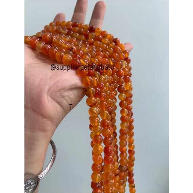 bahan carnelian orange muda serat 8mm oren aksesoris gelang kalung etnik vintage bali fashion week anting tas manik