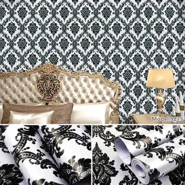 Wallpaper Dinding / Wallpaper Sticker BATIK HITAM SILVER