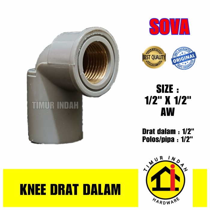 Faucet Knee drat dalam 1/2" KUNINGAN - SOVA