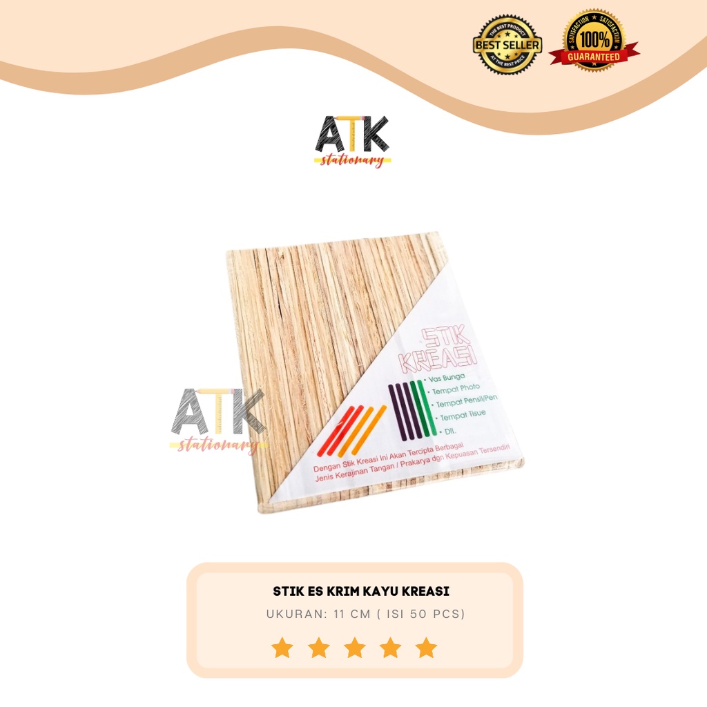 

Stik Es Krim Kayu Kreasi Polos / Stick Ice Cream Isi 50 atk