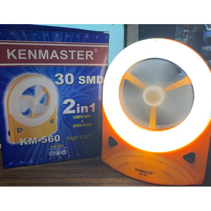 Kenmaster Lampu Emergency KM-560 30 LED Lamp Fan 2 in 1 Kipas Angin