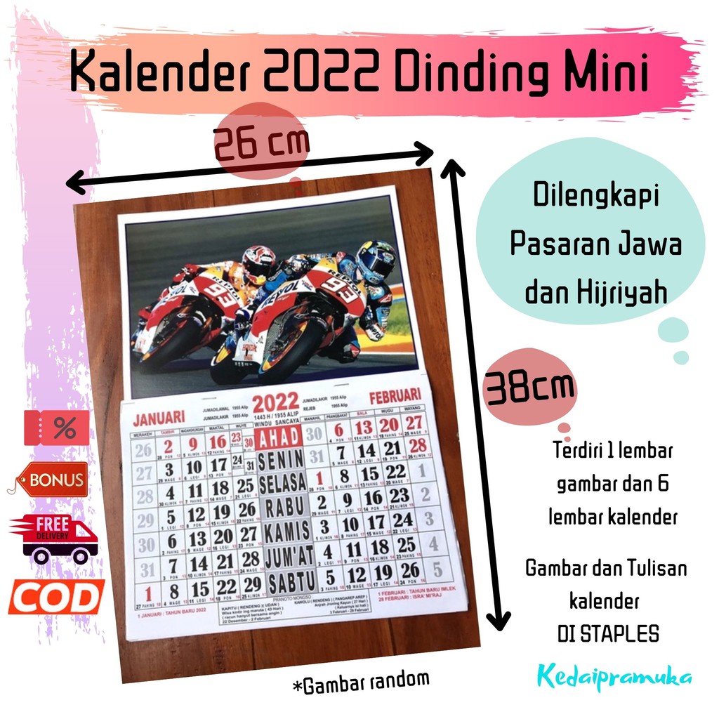 Kalender 2023 Dinding Mini / Tanggalan 2023 Murah / Lengkap dengan Pasaran Jawa dan Bulan Islam