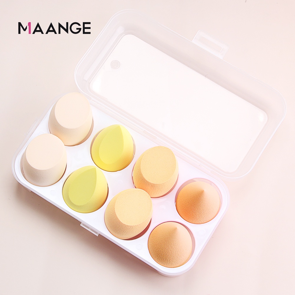 MAANGE Kotak 8 Spons Makeup Lembut Serbaguna Kecantikan Set