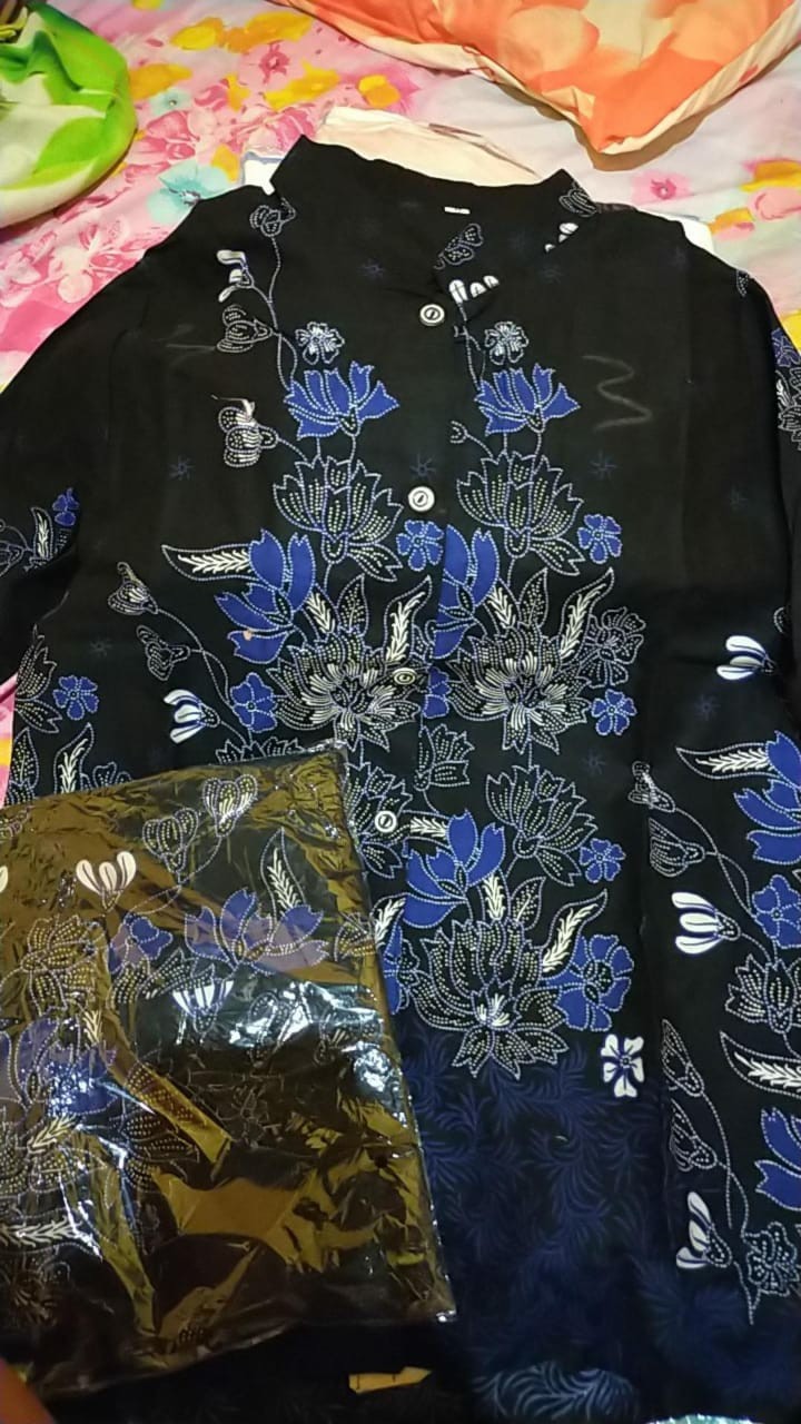 Baju Batik Couple Keluarga Batik Couple Kondangan Motif Sakura Biru